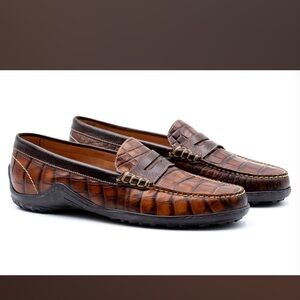 Martin Dingman BILL ALLIGATOR GRAIN PENNY LOAFERS size 11 1/2